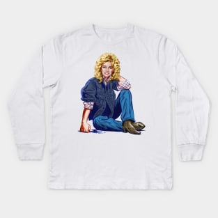 Barbara Mandrell - An illustration by Paul Cemmick Kids Long Sleeve T-Shirt